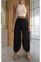Women's Black High Waist Draped Modal Fabric Shalwar Trousers