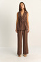 Women's Brown Elastic Waistband Vest with Lining, Double-Pleated Wide-Leg Pants, Modal Set 9409 60286093. - 5