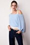 Baby Blue Wide Collar Double Layer Knitwear Sweater Mg2780 - 2