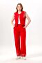 Sleeveless Nirvana Embroidered Summer Muslin Vest Red Krmz - 4