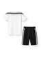 White Logo T-Shirt and Stripe Detailed Shorts Boys' Set 23812 - 4