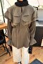 Flywheel Detailed Sleeve Gathered Shirt Khaki - 3