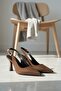 Dolipa Brown Suede Side Buckle (8 cm) Pointed Toe Heeled Shoes