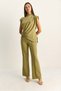 Women's Green Accessory Detailed Padded Blouse High Waist Ribbed Trousers Set 60627 60286092 - 5