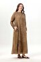 Long Sleeve Nuray Buttoned Round Neck Double Pocket Poplin Robe Earth Tprk - 6