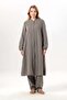 Long Sleeve Yaren Hakim Collar Summer Muslin Tunic Gray Gray