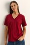 Women's Burgundy 100% Organic Cotton Deep V-Neck Comfort Fit T-Shirt 60602066