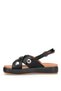 D26Ys-2220 Women's Genuine Leather Flat Sandals Black - 3