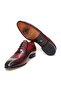 Burgundy Color Lace-Up Genuine Leather Leather Sole Men's Shoes - 3