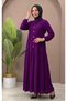 Half-Buttoned Hijab Dress – Comfortable Fit with Ruched Detail, Casual Long Dress