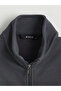 Xside Anthracite Comfortable Fit Mock Neck Men's Zippered Sweatshirt - 6