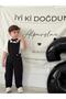 Black Gardener Model Short Sleeve Baby Boy Salopet Set - 3