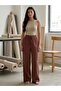 Women's Muslin Fabric Brown Loose-Fit Trousers - 2