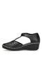 Elit Erllut2234-1Women's Genuine Leather Wedge Heel Sandals Black - 4
