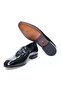Black Color Laceless Genuine Leather Men's Shoes - 3