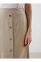 Lcw Grace Beige Women's Skirt with Elastic Waist in Linen Looks - 3