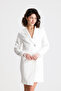Lined Double-Breasted Jacket with Zipper Detail on the Back |   Ckt35223 Ecru