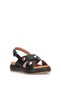 D26Ys-2220 Women's Genuine Leather Flat Sandals Black - 2