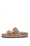 26Y106 Women's Stoned Flat Slippers Gold - 3