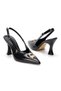 Women's Genuine Leather Look Buckle Pointed Toe Shoes Black