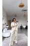 Cream 100% Cotton Gold Detailed Jacket and Trousers Set - 3