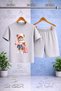 Children's T-Shirt with Bear and Suitcase Print - Short Set