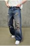 Blue Ripped Detail Jeans Denim Pants