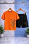 Children's Multiple Butterfly Soleni Printed Crew Neck T-Shirt - Shorts Set