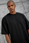 Men's T-Shirt Oysho Fabric Crew Neck Black Oversize Crew Neck - 3
