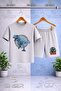 Children's Dinosaur Blue Circle Printed Crew Neck T-Shirt - Shorts Set