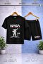 Children's Astronaut Beyz Ust Nasa Text Printed Crew Neck T-Shirt - Shorts Set