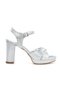 Women's Silver Snake Cat Eye Detailed Platform Shoes with Thick Heels, Comfortable and Stylish Evening Dress Shoes - 4