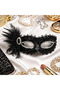 Black Stone Venetian Party Mask – Feathered and Sequined - 6
