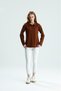 Women's Regular Fit Long Sleeve Polo Collar T-Shirt Brown - 3