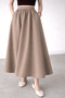 Dark Beige Double Skirt with Elastic Waist and Pockets