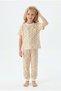 Short Sleeve Colorful Checkered Floral Patterned Girls' Pajama Set - 100% Cotton Sleepwear Set - 2