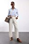 Beige Belted Elastic Waist Bohemian Trousers 0042 - 3