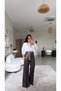 Brown Scarf Belted Denim Stitched Trousers - 2