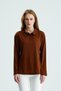 Women's Regular Fit Long Sleeve Polo Collar T-Shirt Brown