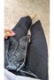 Navy Blue Scarf Belted Denim Stitched Trousers - 4