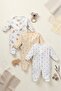 100% Cotton Baby Girl 3-Piece Booties and Rompers Set with Teddy Bear Pattern