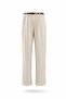 Beige Belted Elastic Waist Bohemian Trousers 0042