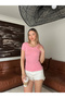 Women's Pink Crew Neck Blouse