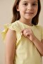 Ruffle Sleeve Detailed Short Sleeve Regular Girls' T-Shirt