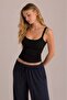Black ribbed strap top-slim fit women's tank top - 5