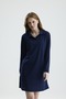 Polo Collar A-Line Long Sleeve Mini Dress Navy Blue