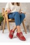 Genuine Leather Red Laser Cut Transparent Sole Orthopedic Women's Shoes - 2