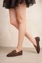Women's Coffee-Colored Buckle-Detailed Daily Casual Ballet Shoes - 6
