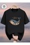 Mr. colorful whale printed premium oversize t-shirt