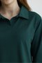 Polo Collar A-Line Long Sleeve Mini Dress Green - 3